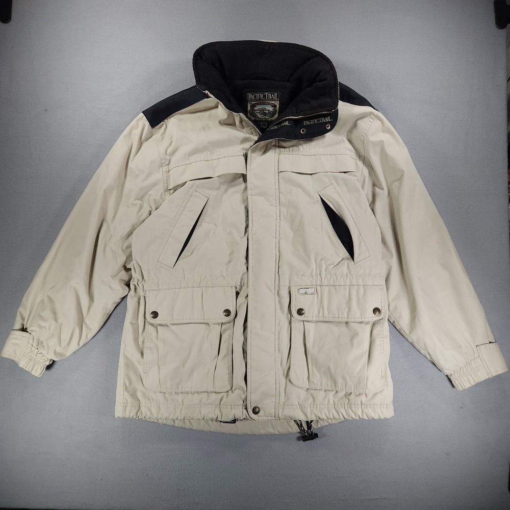 VTG Pacific Trail Large Heavyweight Barn Coat Beige Outdoor Jacket Fleece Lined